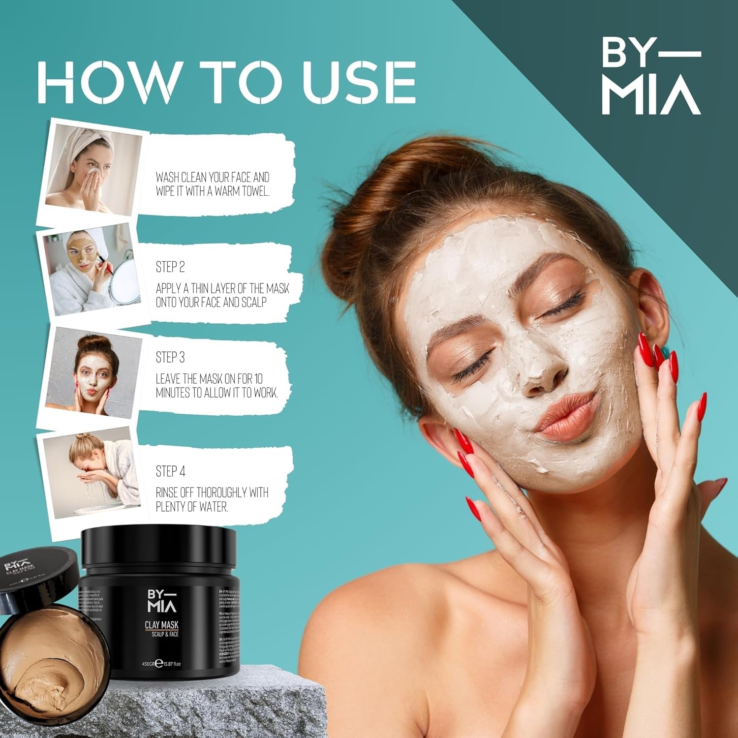 Scalp & Face Clay Mask 450 Gr | Refreshing Green Apple Scent | Rich Minerals | for All Skin Types | Natural Clay Face Mask