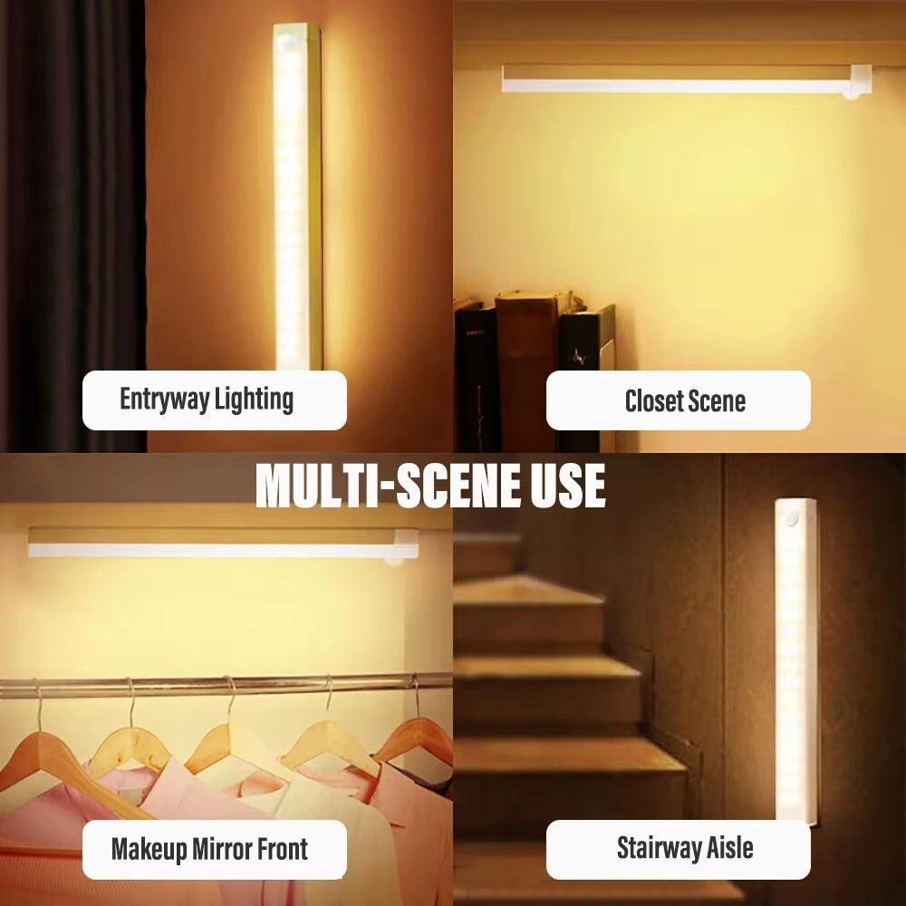 30Cm/11.81Inch Magnetic Smart Sensor Cabinet Light Rechargeable Night Light Home Closet Light Support Infinitely Dimmable