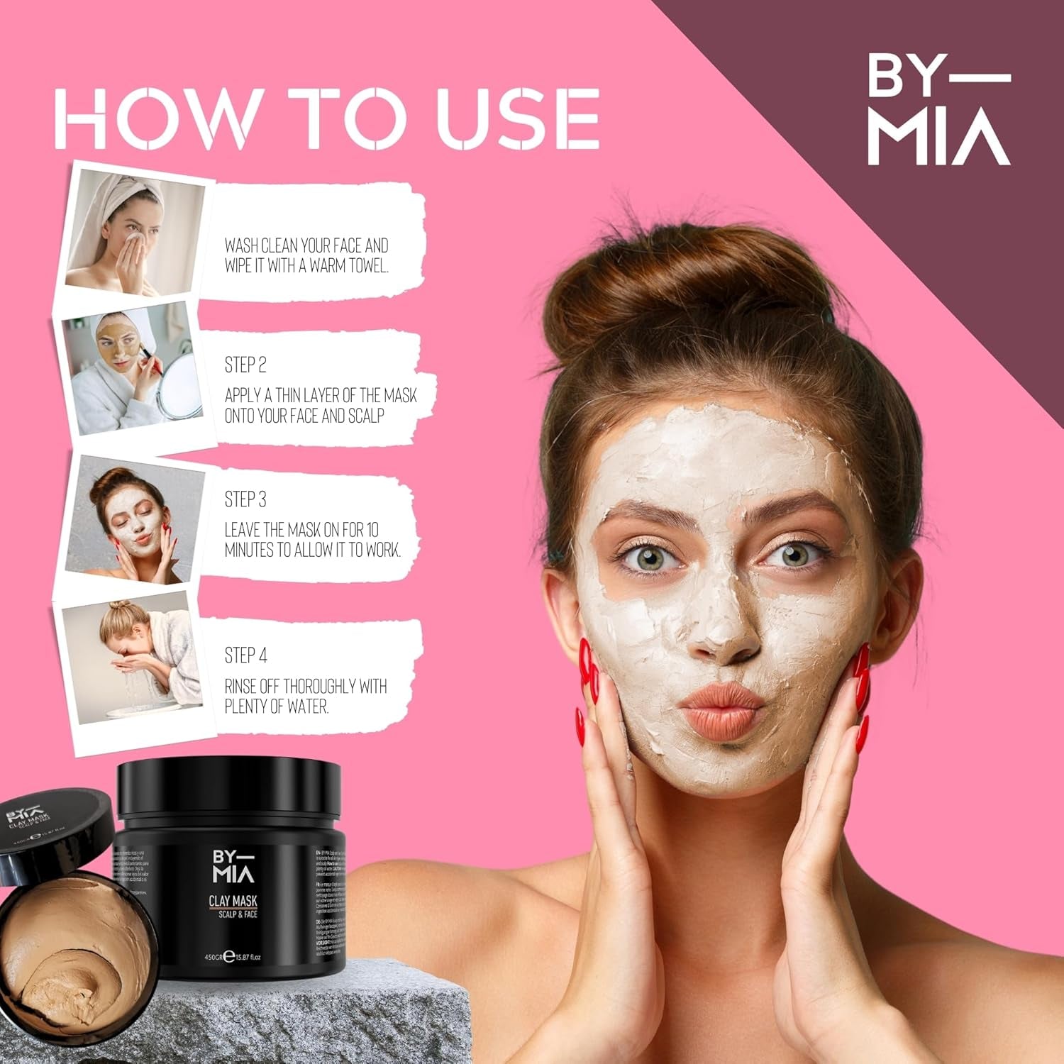 Scalp & Face Clay Mask 450 Gr | Refreshing Green Apple Scent | Rich Minerals | for All Skin Types | Natural Clay Face Mask