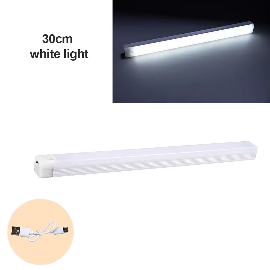30Cm/11.81Inch Magnetic Smart Sensor Cabinet Light Rechargeable Night Light Home Closet Light Support Infinitely Dimmable