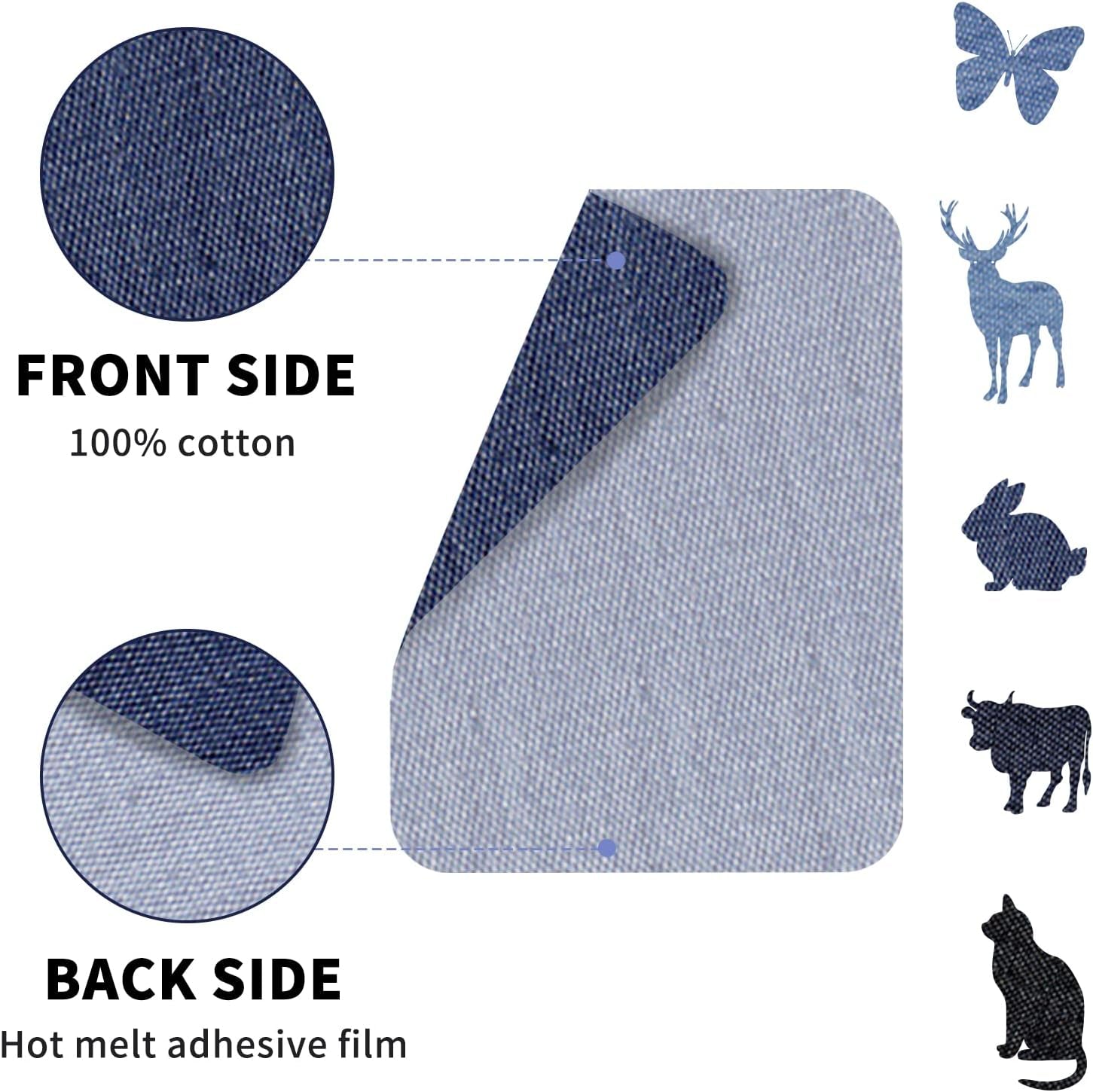 10 Pcs Denim Patches for Jeans Repair,Iron-On Jean Patches inside & outside Stro