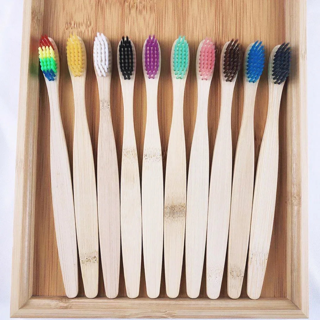 10Pcs Bamboo Toothbrushes Portable Eco Friendly Wooden Tooth Brush for Adults Toothbrushes Soft Dental Oral Care