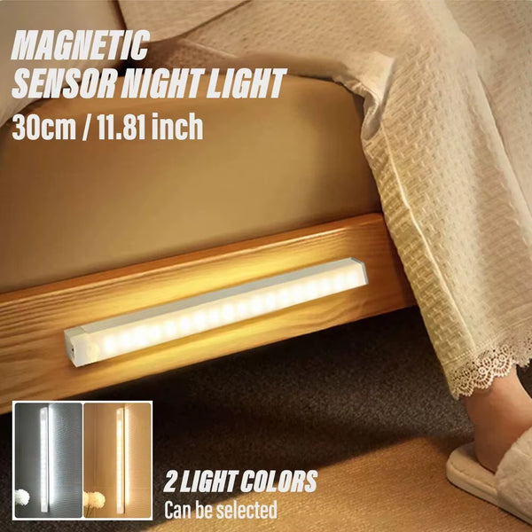 30Cm/11.81Inch Magnetic Smart Sensor Cabinet Light Rechargeable Night Light Home Closet Light Support Infinitely Dimmable
